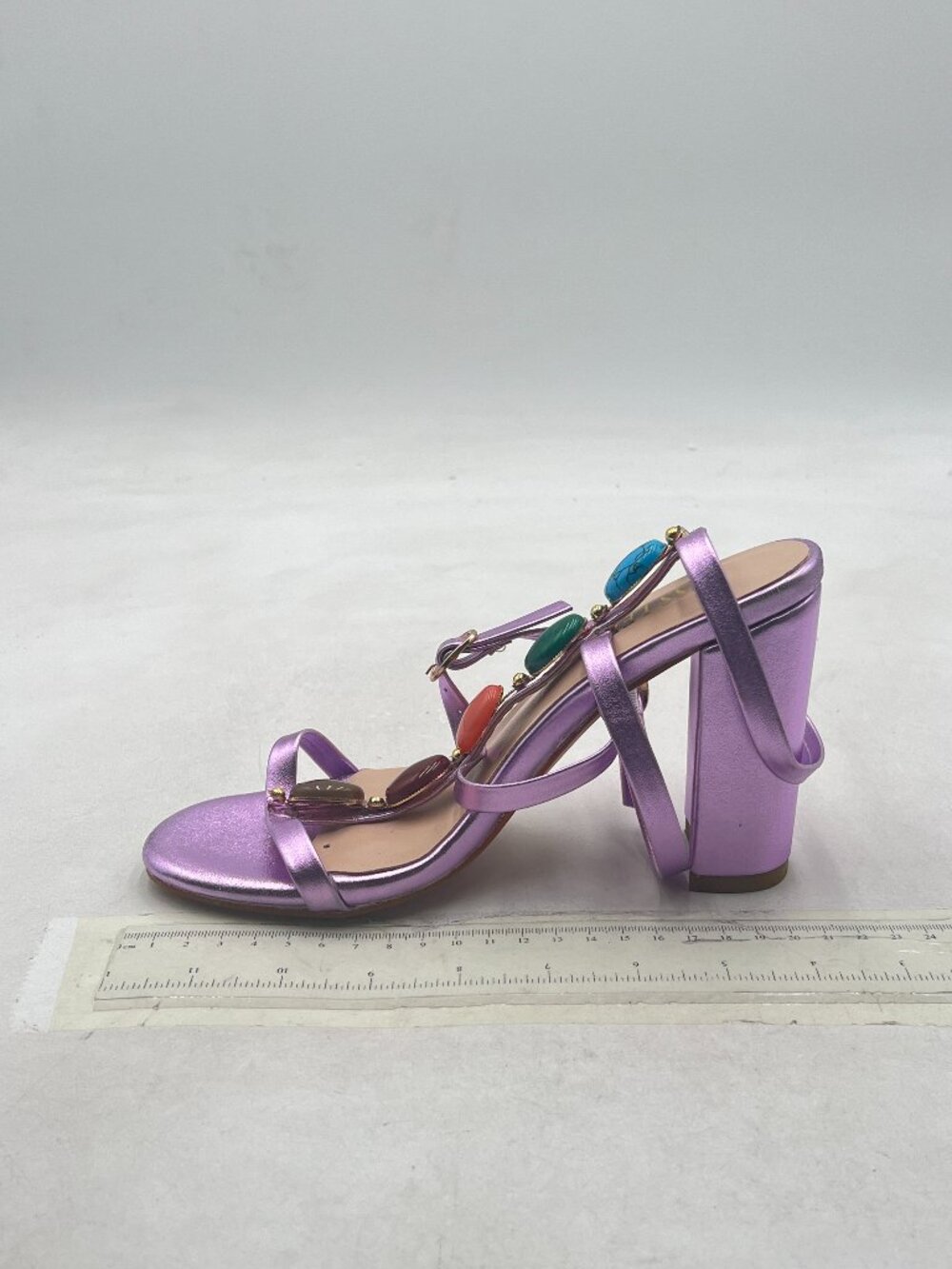 miss left Purple Gorgeous T-Strap Buckled Jewelled Gladiator Open Toe Sandals